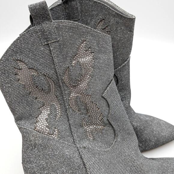 Mia Gypsi Rhinestone Western Ankle Boots Women's Silver Size US8.5M EU39 - Picture 11 of 13